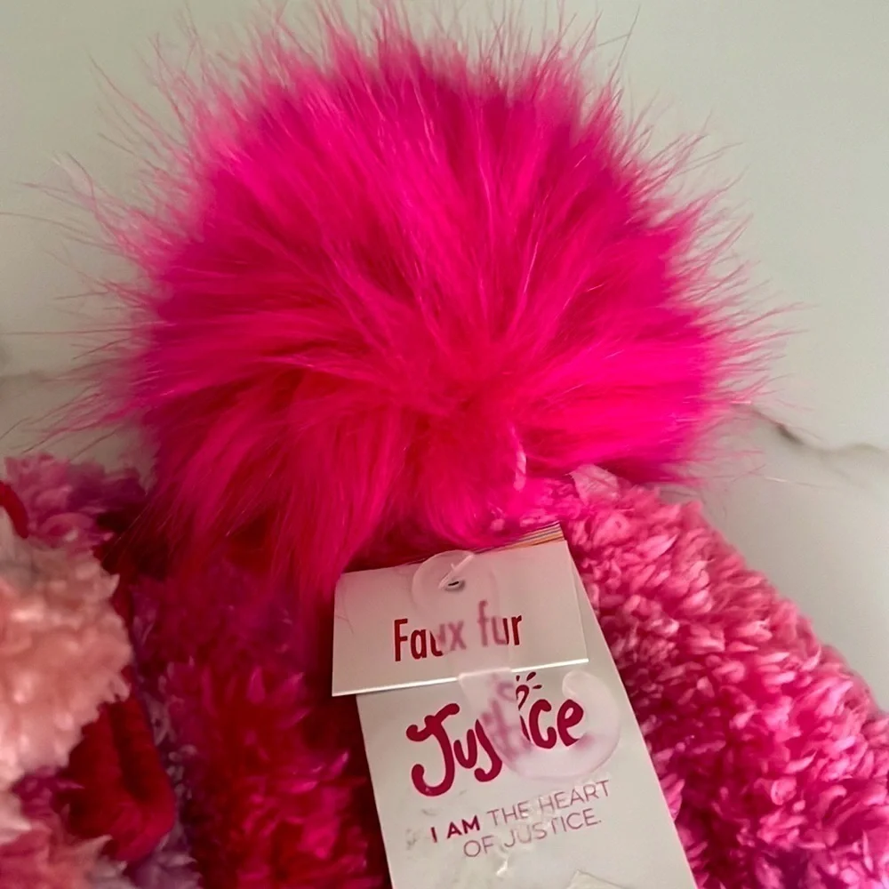 Justice Girls Beanie with Pom and Gloves, 2-Piece Cold Weather Set, One Size